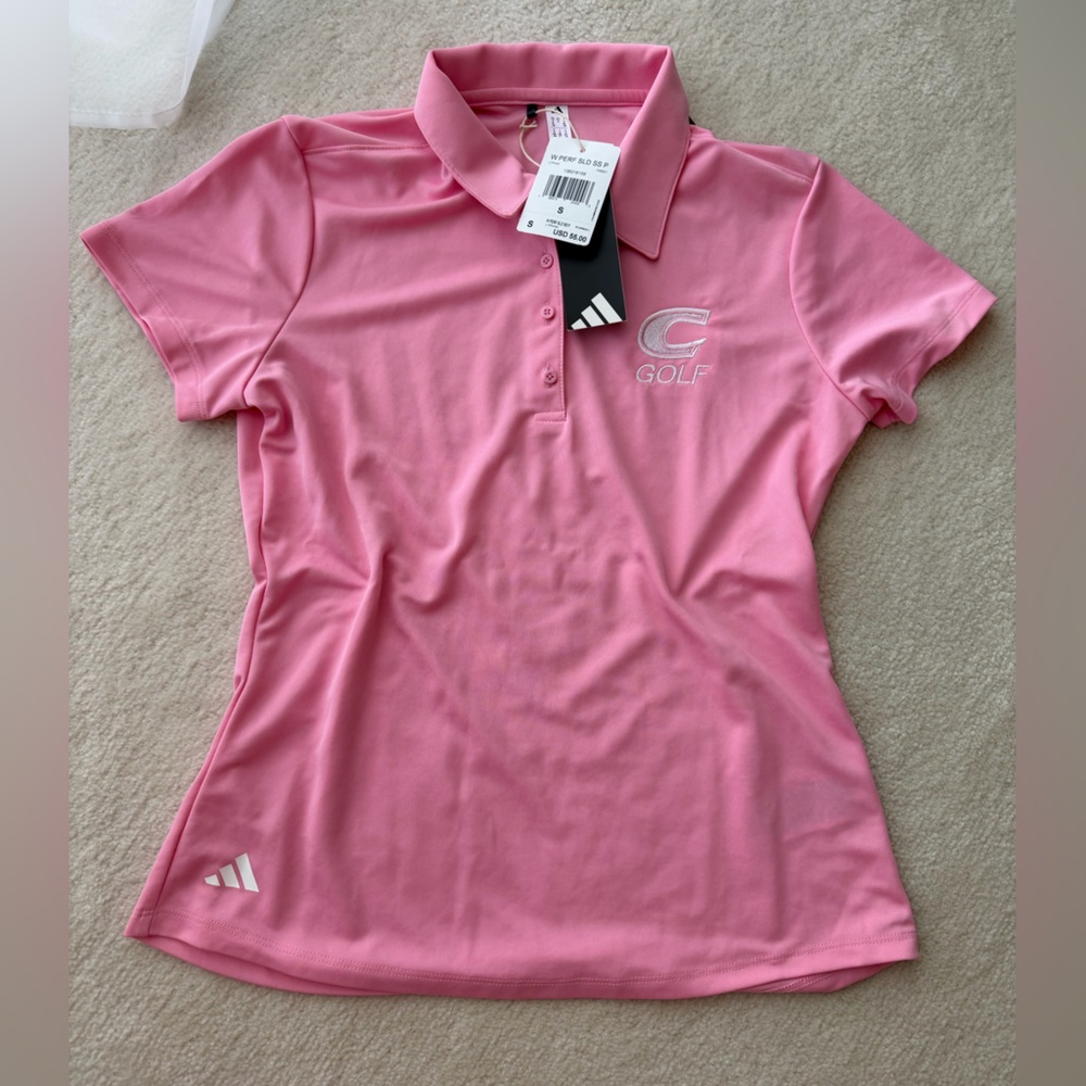 BNWT Adidas Pink White Golf Polo Shirt Top